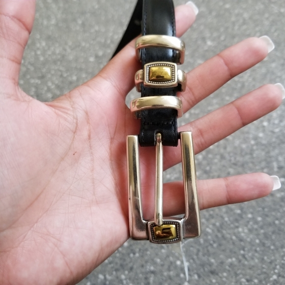 NWT BRIGHTON Black Leather Belt with Gold Studs - Picture 5 of 7
